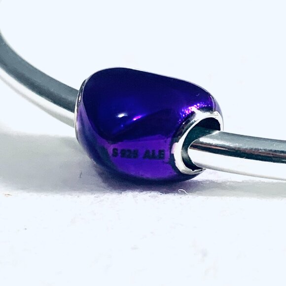 NEW Authentic Pandora METALLIC PURPLE Heart Charm 20137741 / Pandora Bracelet - Picture 5 of 7